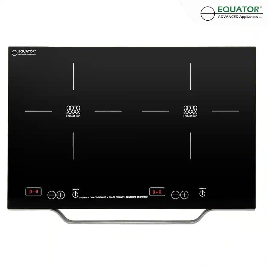 Equator 21" 2 Burner Portable Induction Electric Cooktop LIGHT Aluminum Handle | 6 Heat Levels 110V