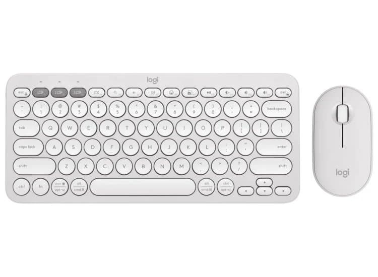Logitech Pebble 2 Bluetooth Wireless Keyboard and Mouse Combo, Tonal White