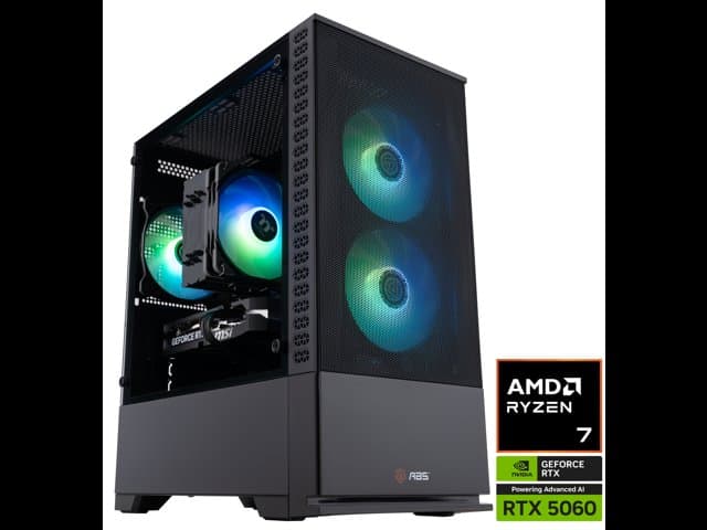 ABS Cyclone Ruby Gaming PC-Windows 11-AMD Ryzen 7 9700X-GeForce RTX 5060-32GB DDR5 6000-1TB M.2 NVMe SSD-CR9700X50602