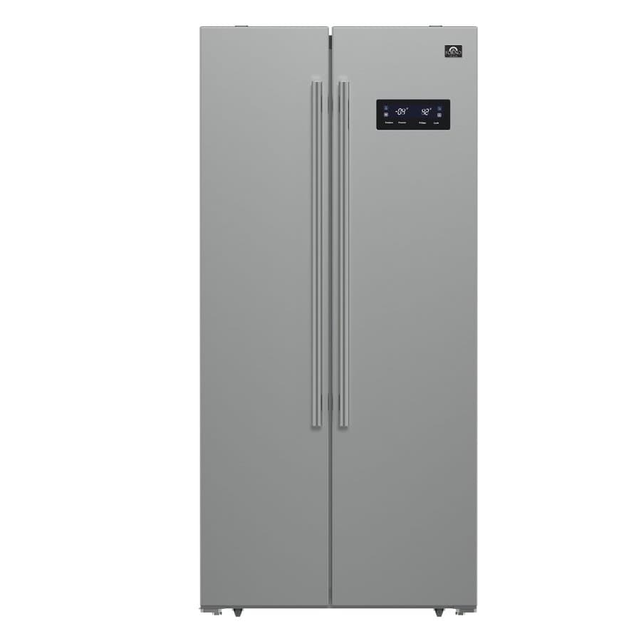 FORNO Salerno 15.6-cu ft Counter-Depth 32.9-in Wide Side-by-Side Refrigerator Built-In ( Stainless steel )