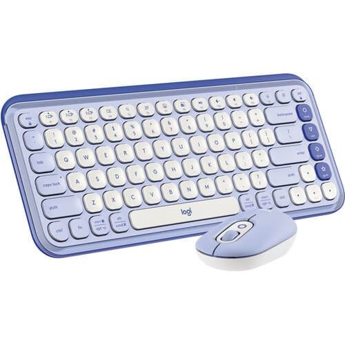 Logitech POP ICON Wireless Keyboard & Mouse Combo (Lilac & Off-White)