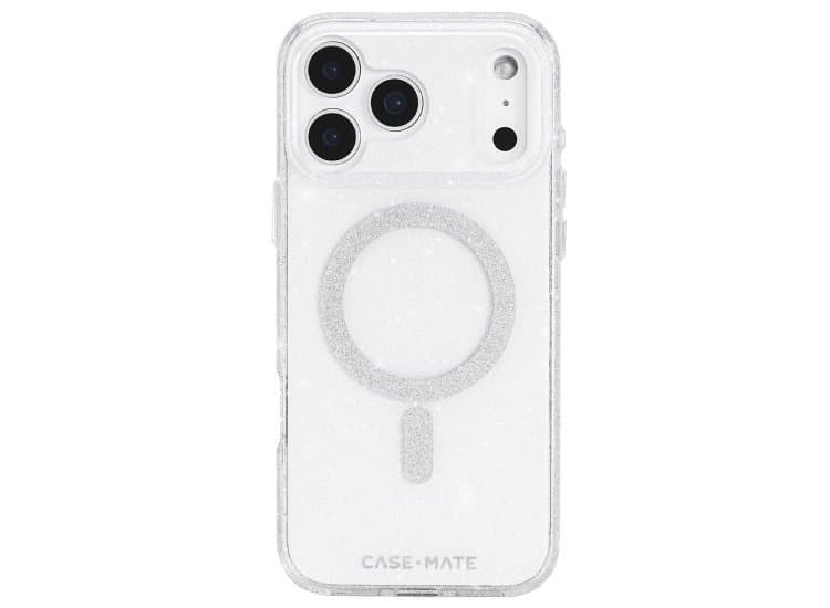 Case-Mate MagSafe Phone Case for iPhone 17 Pro Max, Sheer Twinkle Silver