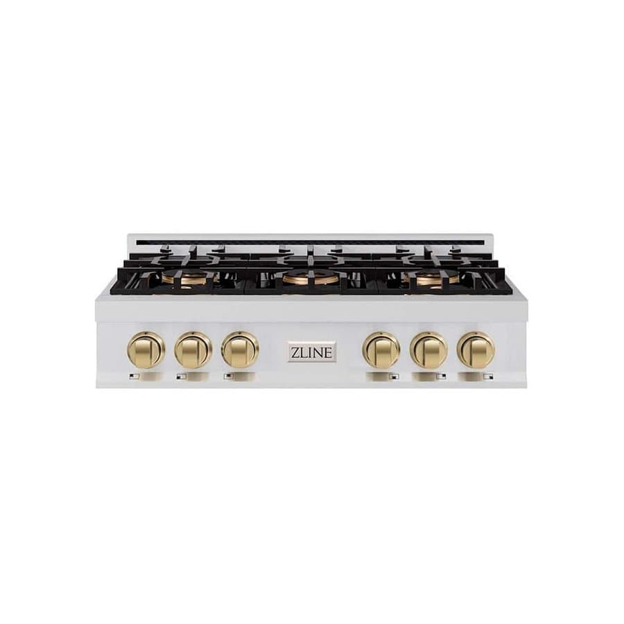 Autograph Edition 36 in. Classic Gas Rangetop with 6-Burner DuoPro Cooktop, Stainless and Champagne Bronze Accents