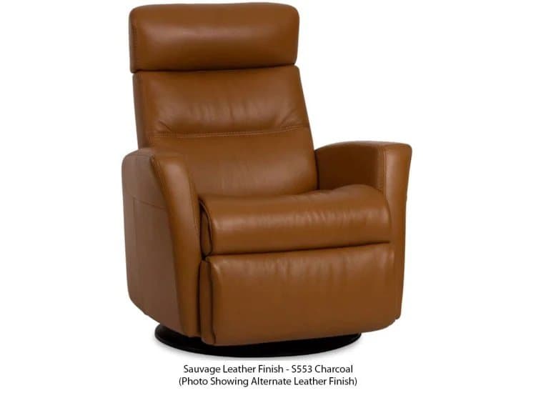 IMG Divani Sauvage Charcoal Leather Standard Manual Recliner With Chaise