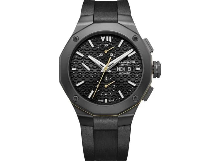 Baume & Mercier Watch Riviera Chronograph 43mm with Sunray Black Dial