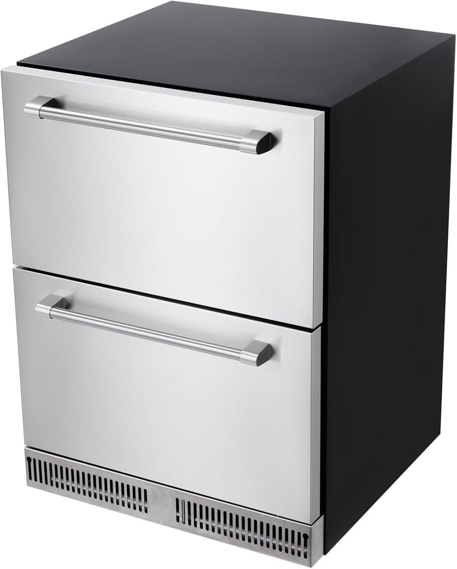 24 Inch Refrigerators, 5.12 Cu.Ft Under Counter Refrigerator with Removable Inside Basket, Built-In and Freestanding Refrigerator, Waterproof,Dual Drawer,Fingerprint Resistant, Stainless Steel PHO_1110OUCU_36763_HMC1