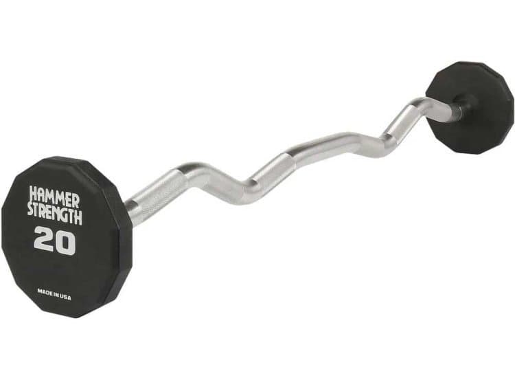 Life Fitness Hammer Strength 20 lb Urethane 12-Sided EZ Curl Barbell