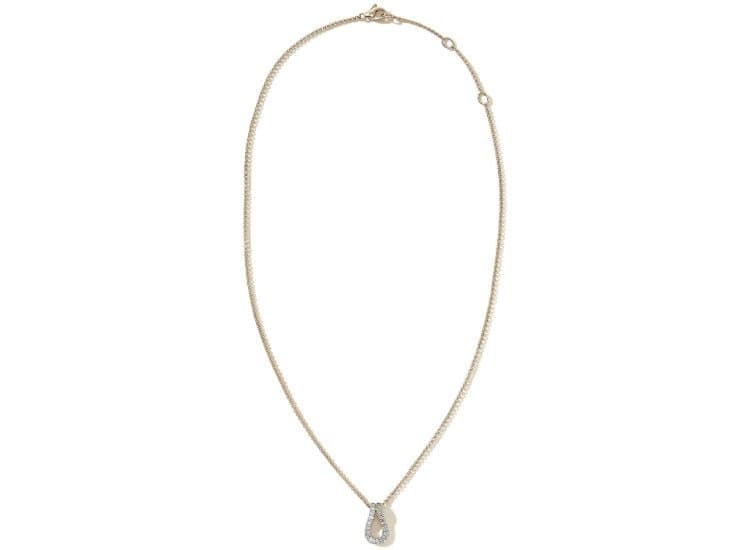 John Hardy Surf Pendant Necklace-16-18 Inch-in Gold and Diamonds