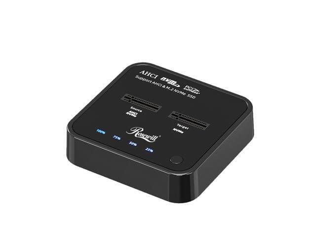 Rosewill NVMe SSD Cloner, M.2 Duplicator Dual Bay NVMe Enclosure, Tool-Free 20Gbps USB3.2 Gen 2X2 SSD to USB Adapter M.2 Docking Station for M Key