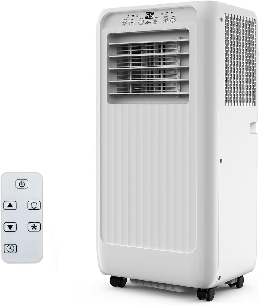 Garvee 10000 BTU Portable Air Conditioner-3-in-1 AC Unit with Remote Control- 24H Timer- Sleep Mode- Cooling and Fan and Dehumidifier for 450 Sq. Ft Home- Kitchen and Office- Remote- White