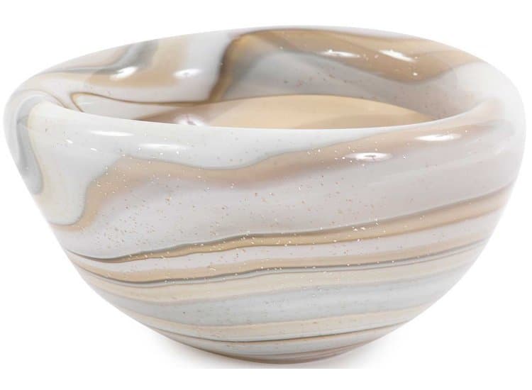 Howard Elliott Sand Art Glass Bowl, Neutral Tones Finish