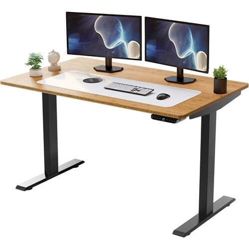 Uncaged Ergonomics Rise Up Electric Adjustable Height Standing Desk (60 x 30", Natural Bamboo)