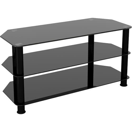 AVF Group 39" Classic Corner Glass TV Stand (Black with Black Glass)