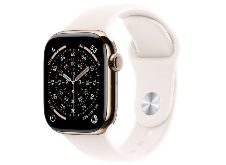 Apple Watch Series 11 GPS & Cellular 42mm Gold Titanium Case with M/L Light Blush Sport Band