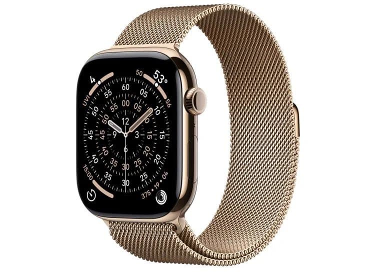 Apple Watch Series 11 GPS & Cellular 46mm Gold Titanium Case with M/L Gold Milanese Loop