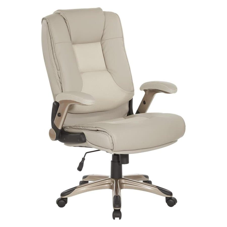 Bonded Leather with Coated Nylon Base Ergonomic Executive Chair, Taupe and Cocoa Coated Flip Arms