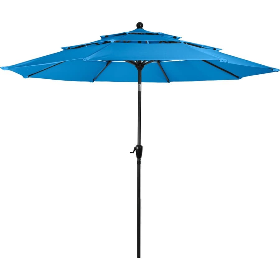 ACEGOSES 10-ft Steel Yellow Push-button Tilt Market Patio Umbrella with Lights