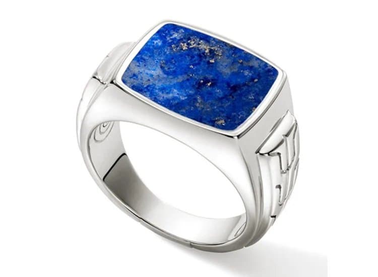 John Hardy Signet Ring-Size 6-in Lapis Lazuli and Sterling Silver