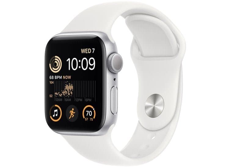 Apple Watch SE GPS 40mm Silver Aluminum Case With M/L White Sport Band (2022)