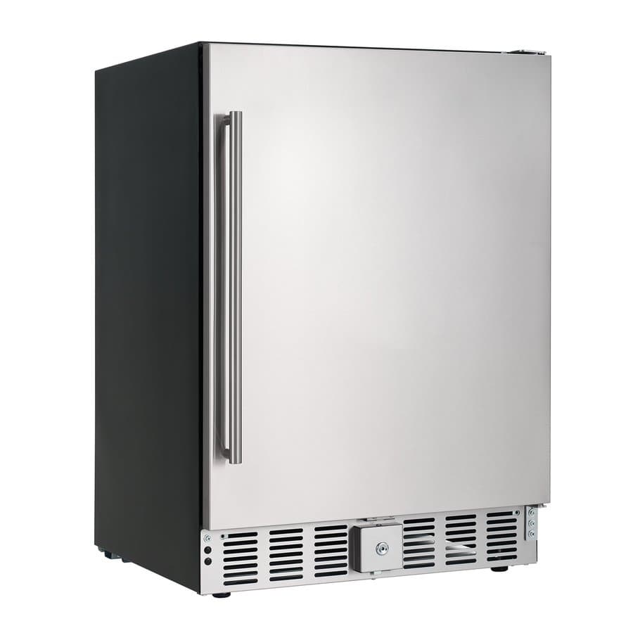 24 Inch Outdoor Beverage Fridge, 5.0 Cu.Ft Beverage Refrigerator Holds 166 Cans, 32-50°F Drink Cooler with IPX4 Waterproof Design, Auto-Defrost, Build-In or Freestanding for Patio & Backyard