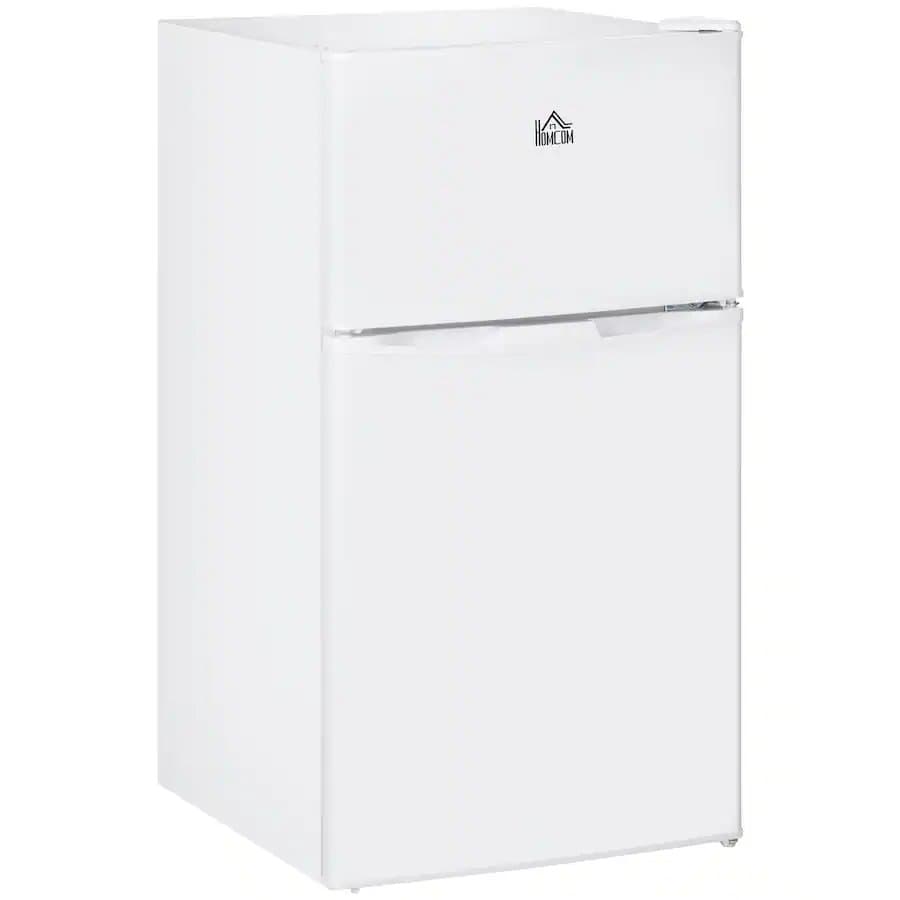 3.2 Cu.Ft Double Door Mini Fridge with Freezer, Adjustable Thermostat & Shelf for Dorm, Office, Bedroom,White