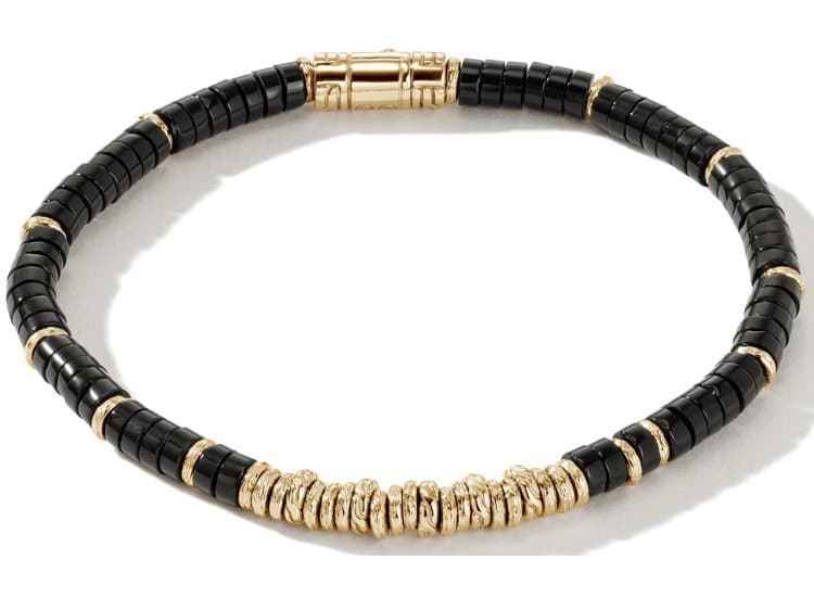 John Hardy Heishi Bracelet-Size 2XL-in Gold and Treated Black Onyx