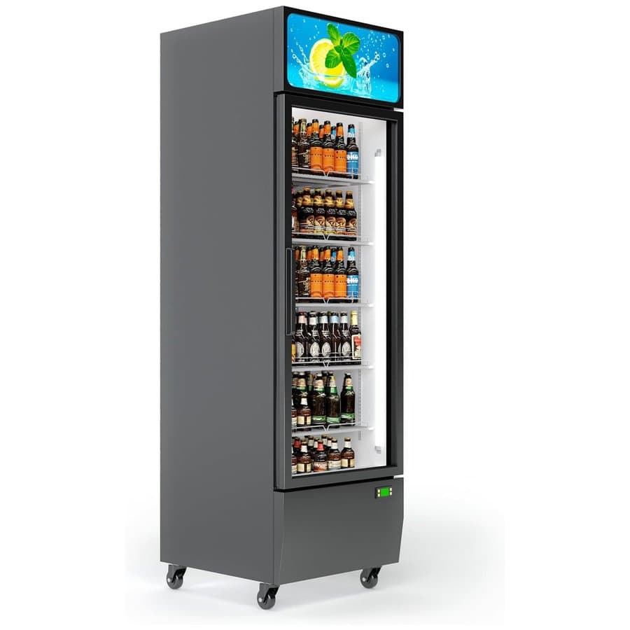 13.1 Cu. Ft. Commercial Glass Door Refrigerator,Led Display Fridge With Adjustable Shelves For Restaurants, Stores & Home Use PHO_33KSENBX_hmc0604