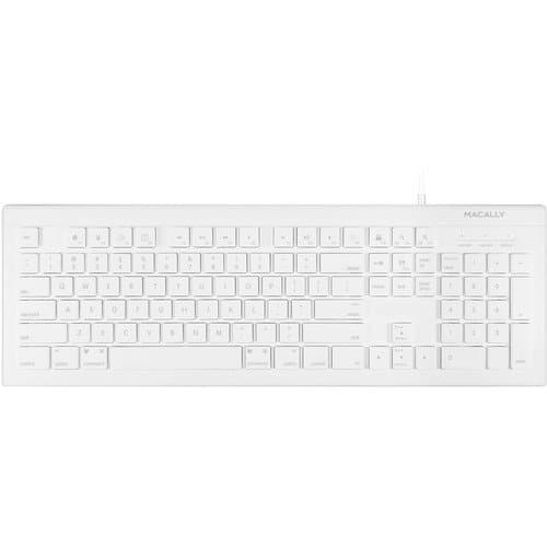 Macally 103 Key Full-Size USB Keyboard With Shortcut Keys for Mac (White)