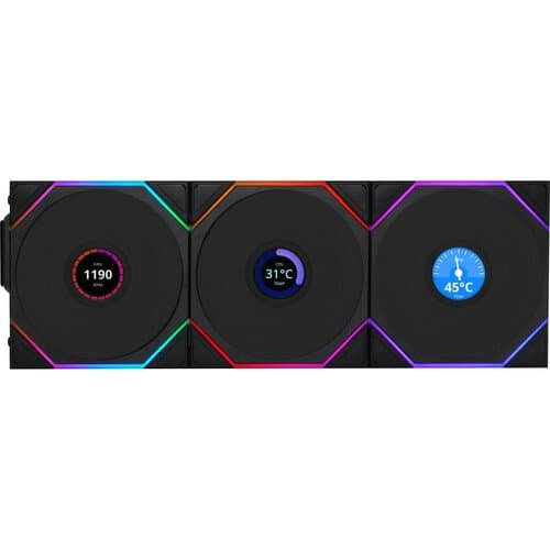 Lian Li 120mm UNI FAN TL LCD Wireless RGB Case Fan (Black, 3-Pack)
