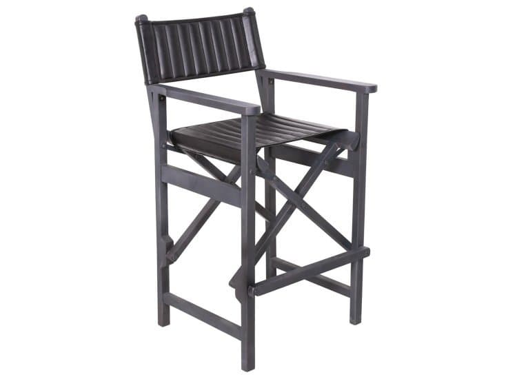 Howard Elliott Leather Bar Stool, Black