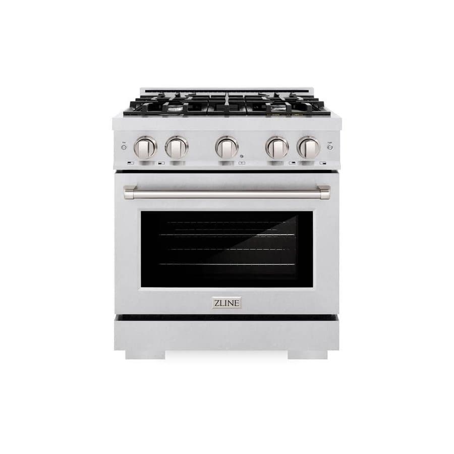 30 in. Select Dual Fuel Range with 4 Burner Gas Cooktop and Electric Convection Oven, Satin Stainless Steel
