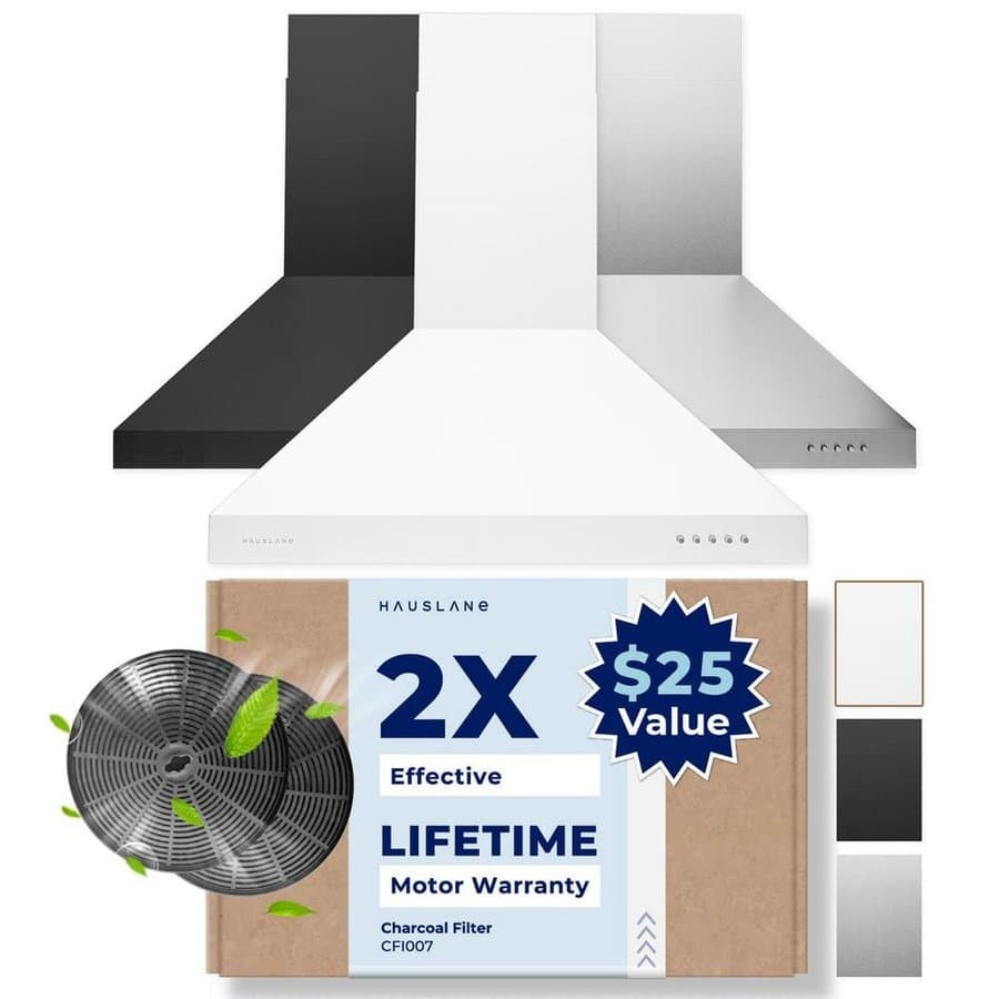 HAUSLANE 30 in. Convertible Wall Mount Range Hood with Changeable LED Aluminum Mesh Filters in Matte White