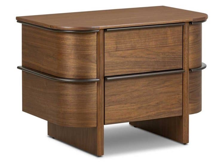 Four Hands Theo Nightstand with 2 Drawers, Dark Brown Walnut