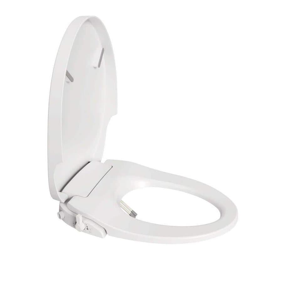 Electric Round Bidet Seat for Elongated Toilets 1.1 GPF in White w/ Water Temp/Pressure Control and Auto Nozzle Cleaning
