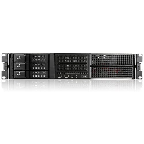 iStarUSA E-204L 2 RU E-ATX 4x 5.25" Bays Rackmount Chassis with BPN-DE230SS SAS/SATA Trayless Hot-Swap Cage (Black Bezel)