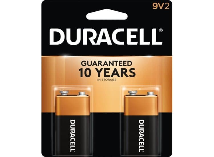 Duracell Coppertop 9V Alkaline Battery 2 Pack
