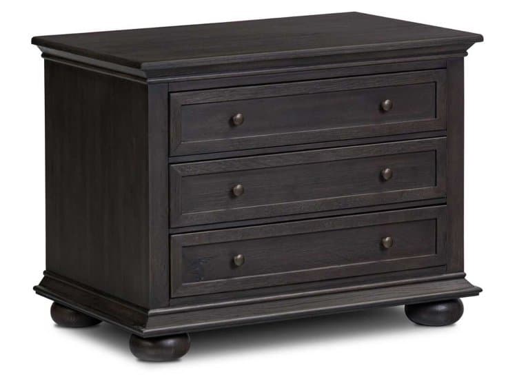 Four Hands Geoffrey Nightstand with 3 Drawers, Smoked Black Veneer