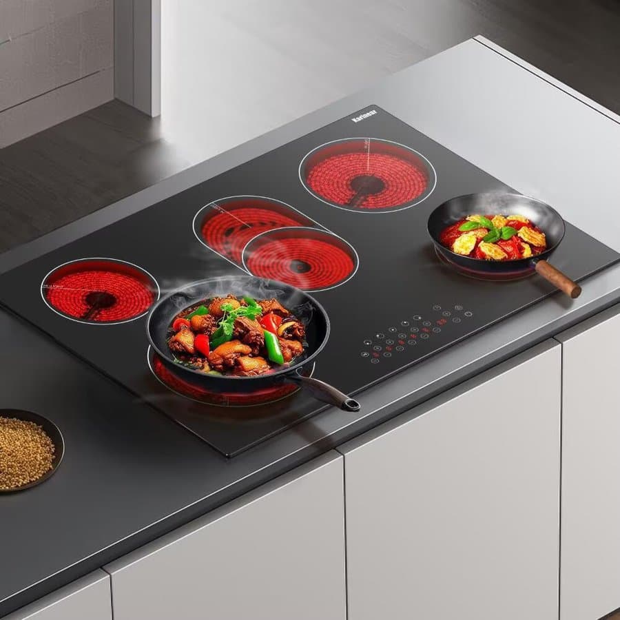 Karinear 5 Burner Electric Cooktop 30 Inch 8400W Scalable Heating Element wayfair-KNC-D58404