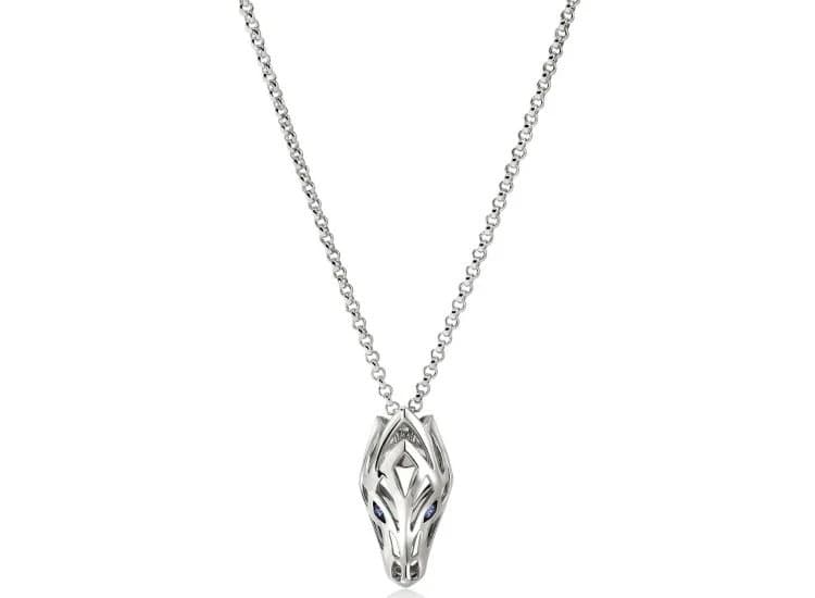 John Hardy Naga Pendant Necklace, Sterling Silver with Blue Sapphire