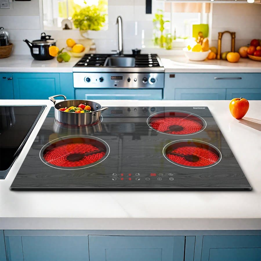 Karinear Electric Cooktop 24Inch 4 Burners Electric Cooktop Built-In Electric Stovetop Four Burners Electric Hot Plate No Plug KNC-D46001-LH06