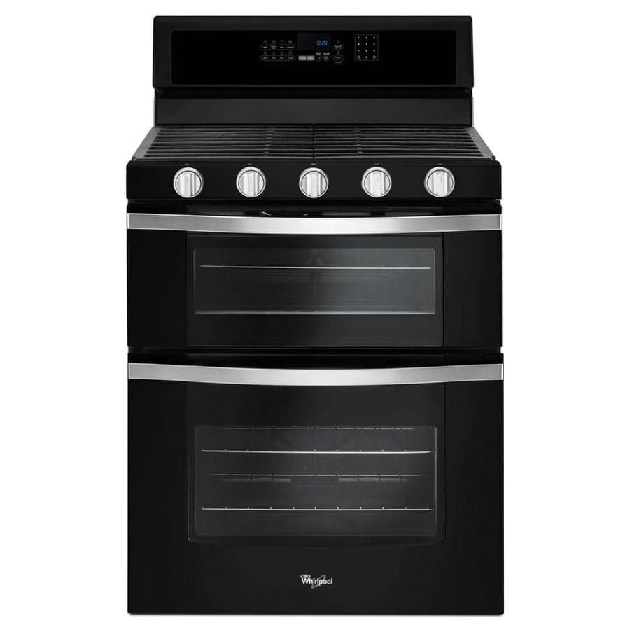 6.0 cu. ft. Double Oven Gas Range with Center Oval Burner, Black Ice