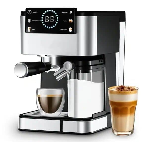 Espresso Machine With Touch Screen, 20Bar Espresso Coffee Maker with Automatic Milk Frother & Detachable Milk Reservoir