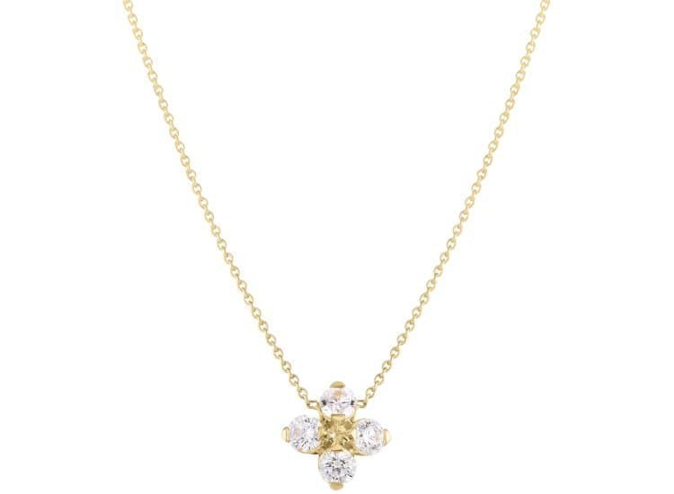 Roberto Coin Love In Verona Diamond Flower Necklace in 18K Yellow Gold-111465AYCHX0
