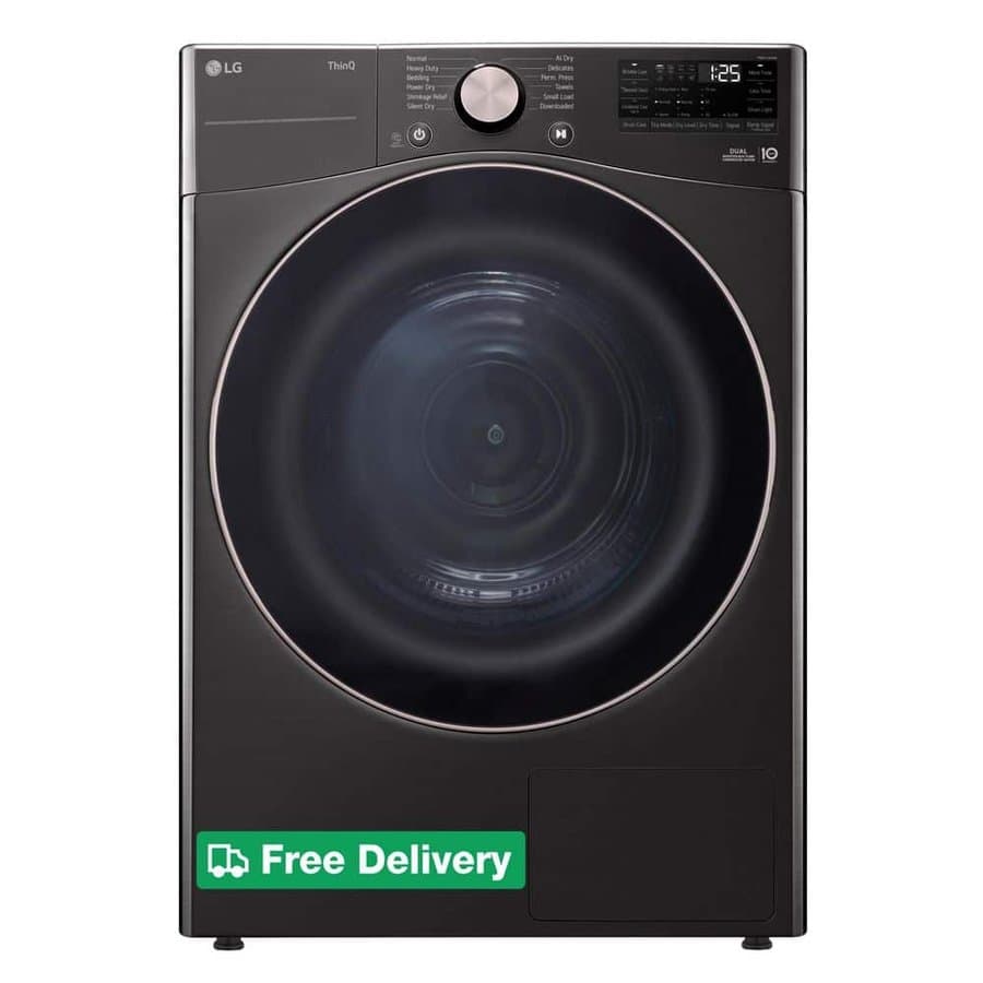 7.8 cu. ft. Mega Capacity ventless Smart Front Load Dryer, Black Steel with Dual Inverter HeatPump Technology