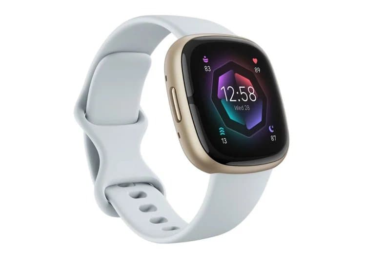 Fitbit Sense 2 Soft Gold Aluminum Blue Mist Strap Advanced Health & Fitness Smartwatch, 24mm