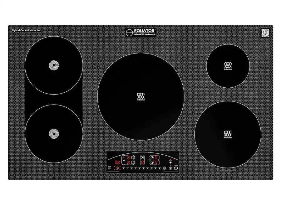 Equator ED 36" Built-in Electric Cooktop| Hybrid Ceramic & Induction 5 Burner| 9 Power Level Triple Heating Element 220V
