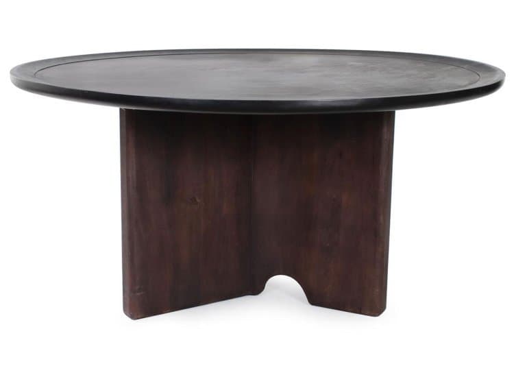 Howard Elliott Rounded Bollack Tray Dining Table in Textured Black|Brown