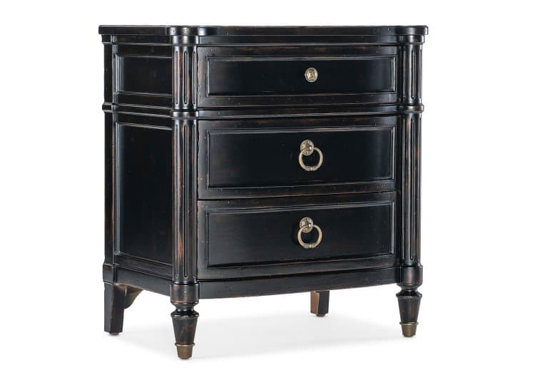 Hooker Furniture Bedroom Charleston Three-Drawer Nightstand, Black Cherry
