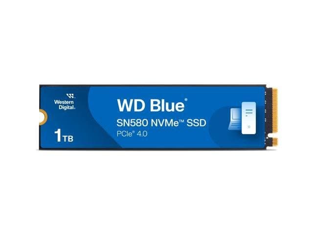 Western Digital 1TB WD Blue SN580 NVMe Internal Solid State Drive SSD-Gen4 x4 PCIe 16Gb/s, M.2 2280, Up to 4,150 MB/s-WDS100T3B0E