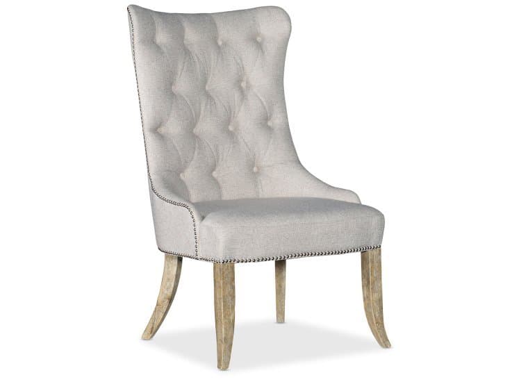 Hooker Furniture Casual Dining Castella Tufted Dining Chair in Antique Slate | Natural Tan Fabric